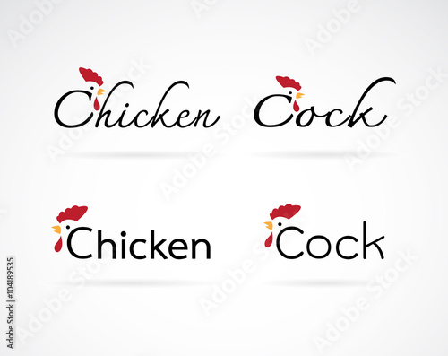 Vector design chicken and cock is text on a white background.