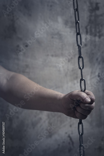 Male hands with chain