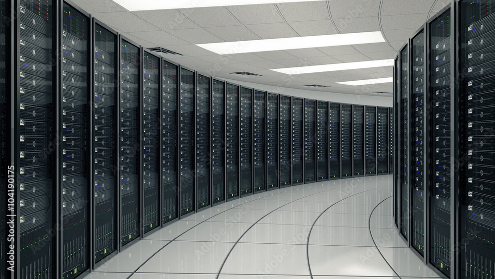 Seamlessly looping animation of rack servers in data center