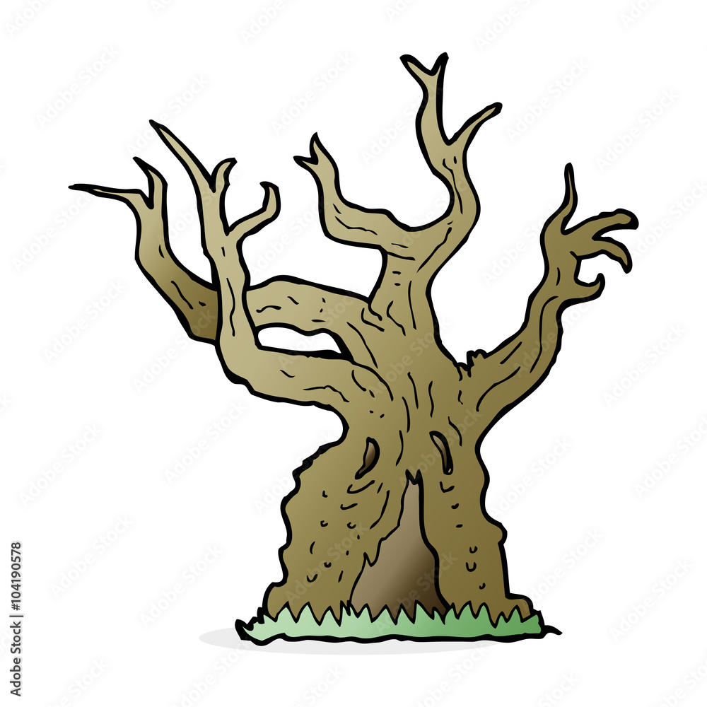Obraz premium cartoon spooky old tree