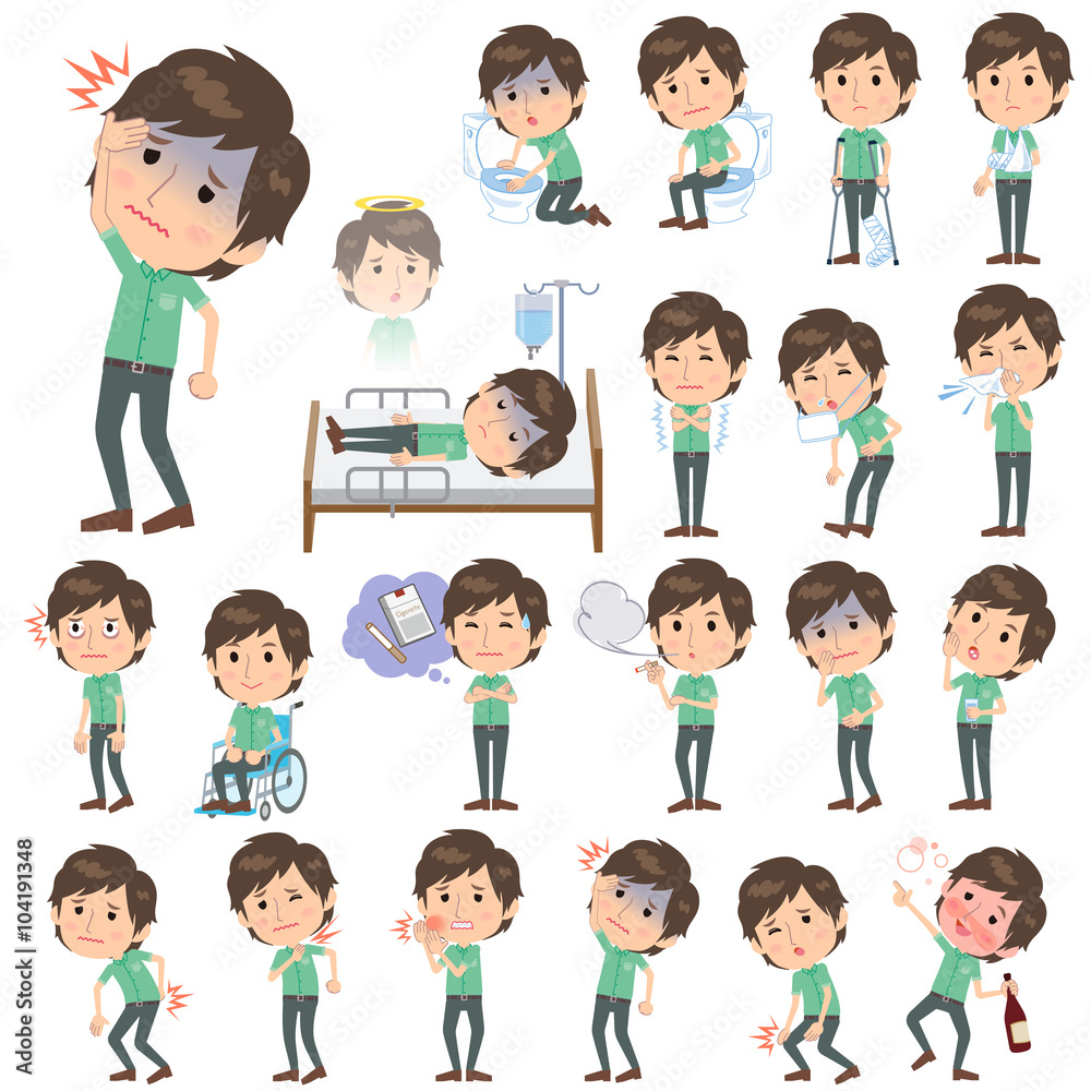 Green short sleeved shirt Men About the sickness Green short sleeved shirt Men About the sickness