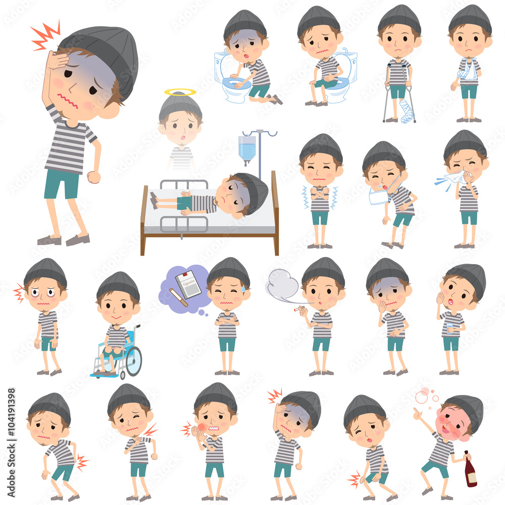 Border T-shirt shorts knit cap man About the sickness Border T-shirt shorts knit cap man About the sickness