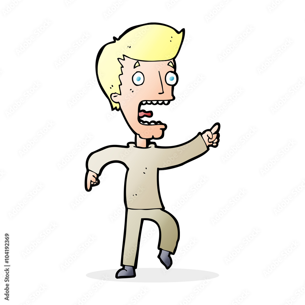 cartoon terrified man