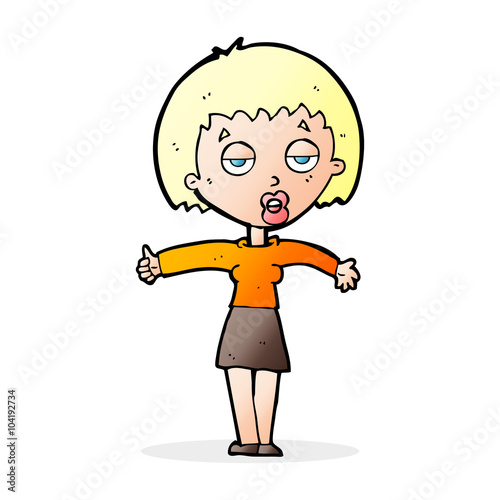 cartoon bored woman