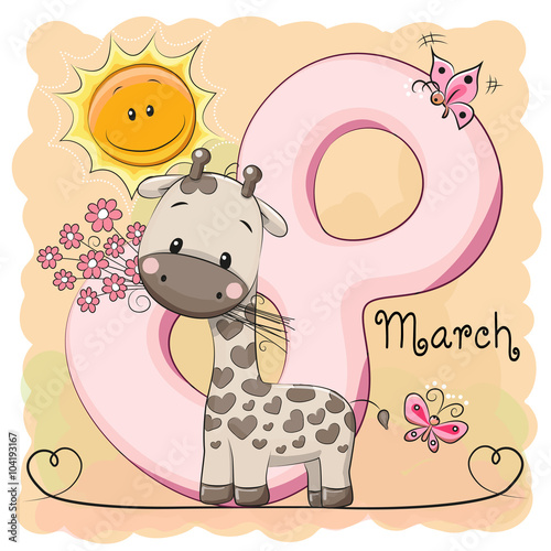 Giraffe with flowers