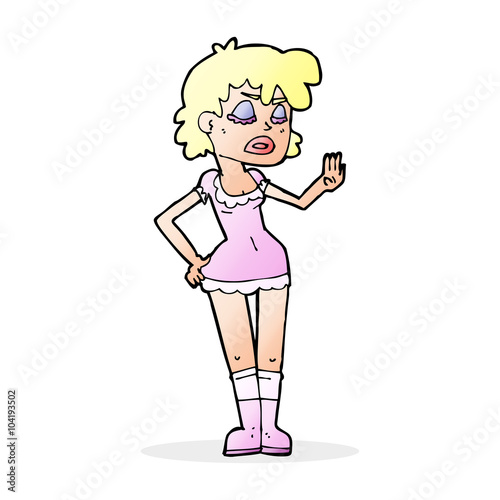 cartoon woman making dismissive gesture