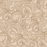Seamless asian ethnic floral retro doodle background pattern