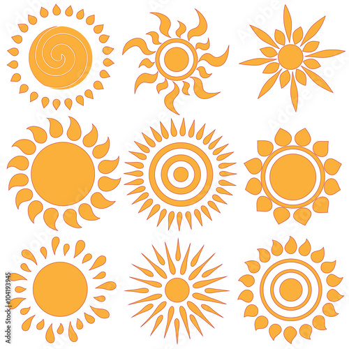 Hand drawn doodle suns.