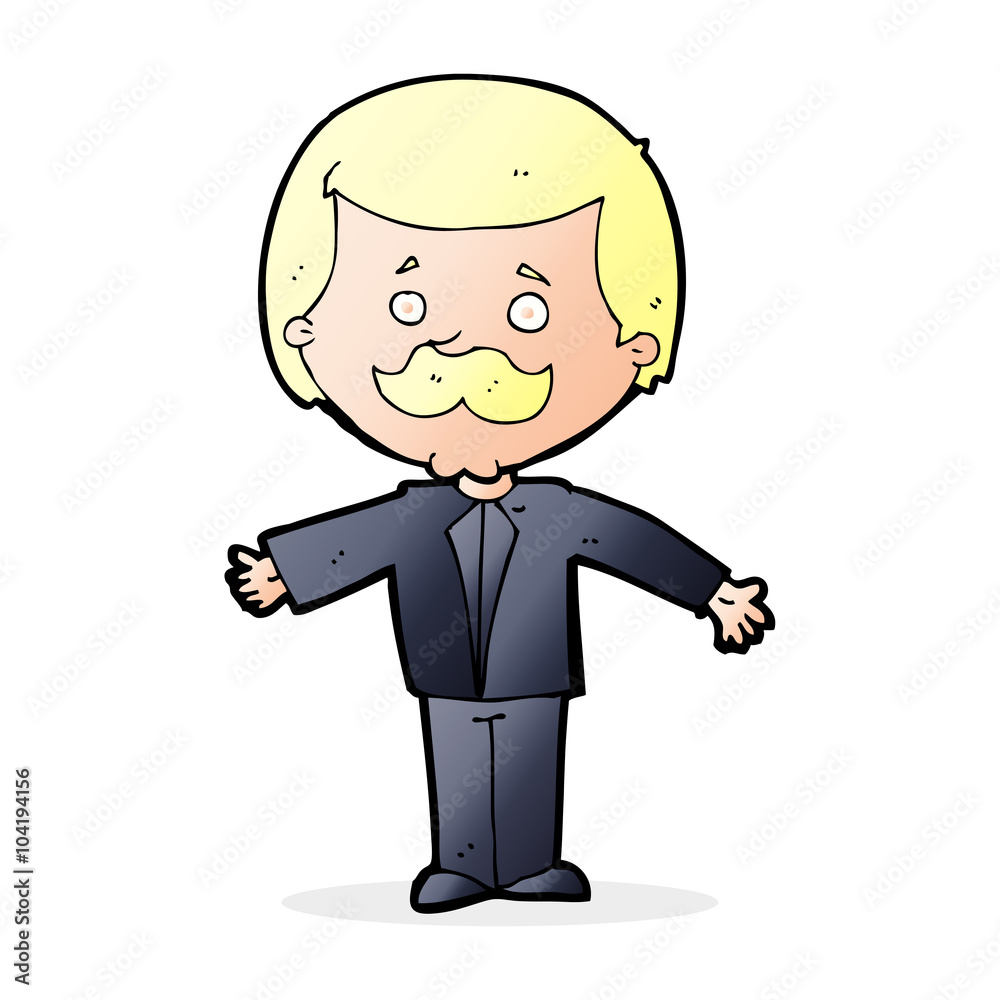 cartoon mustache man with open arms cartoon mustache man with open arms