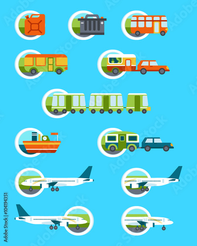 Travel illustration with different types of transport photo