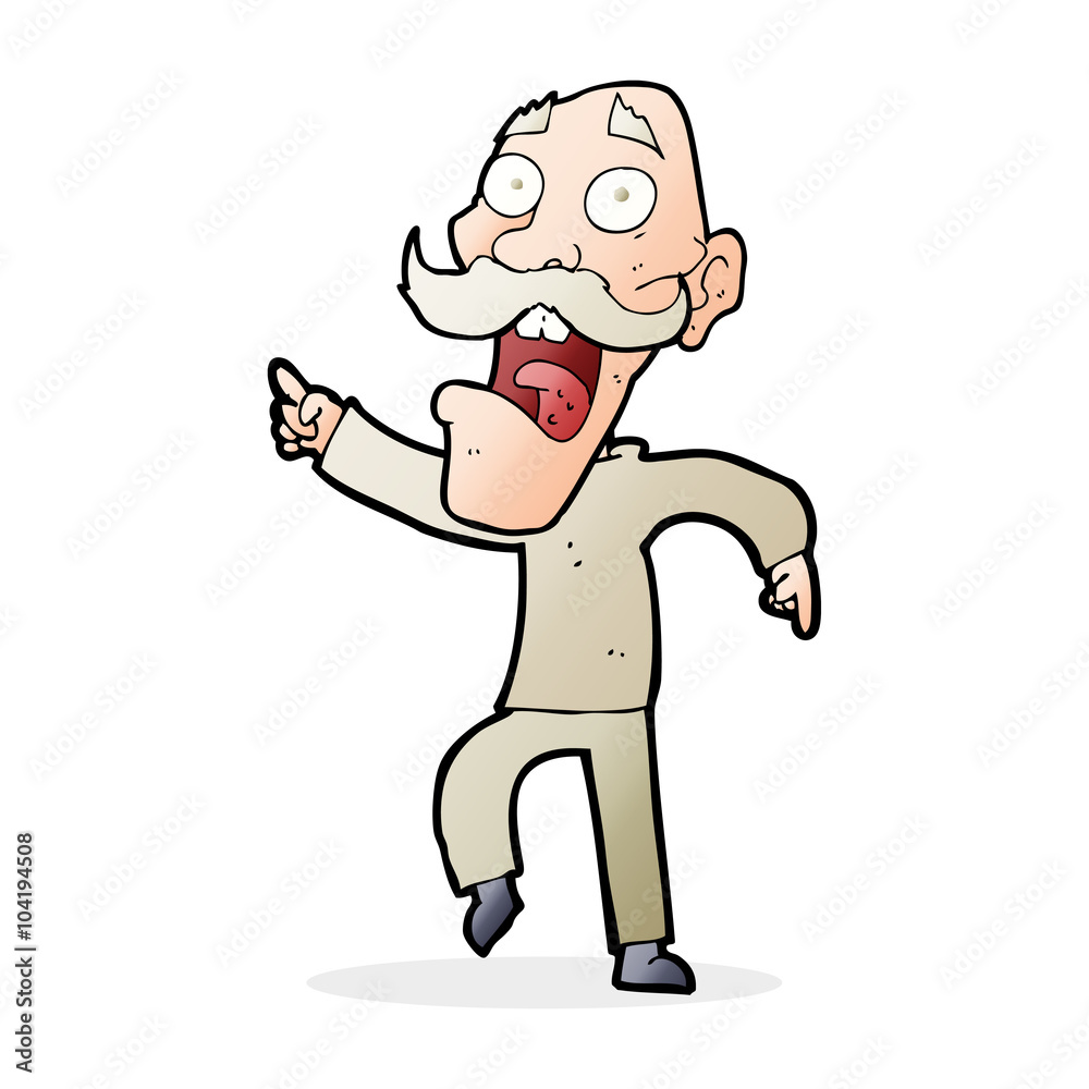 cartoon frightened old man