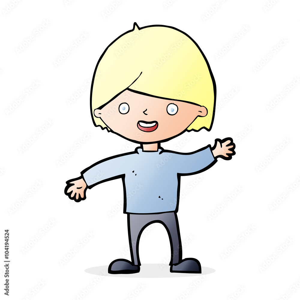 cartoon waving boy