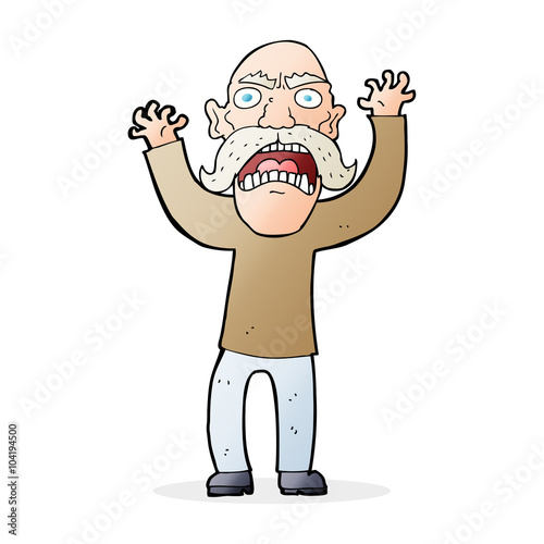 cartoon angry old man