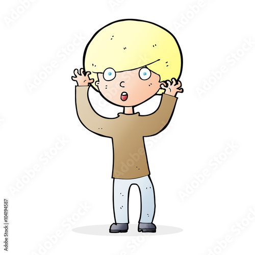 cartoon startled boy
