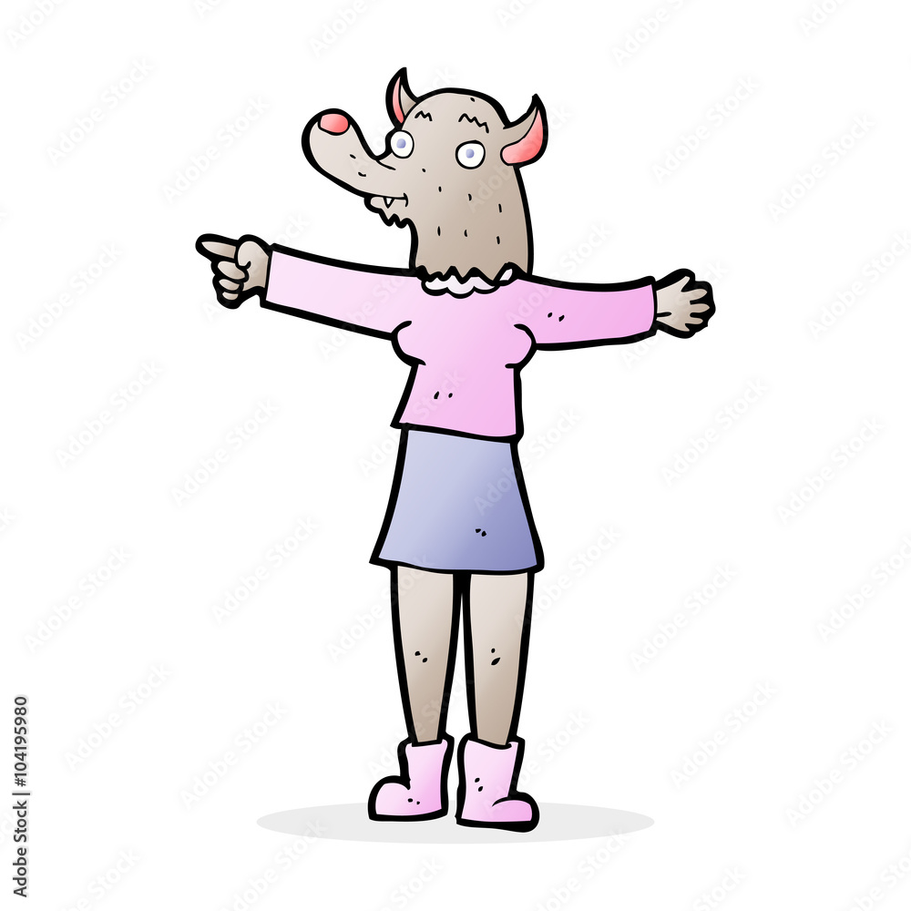 cartoon pointing werewolf woman cartoon pointing werewolf woman