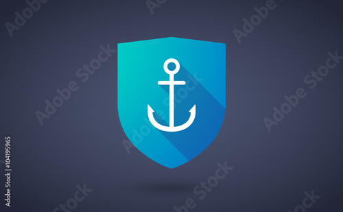Long shadow shield icon with an anchor