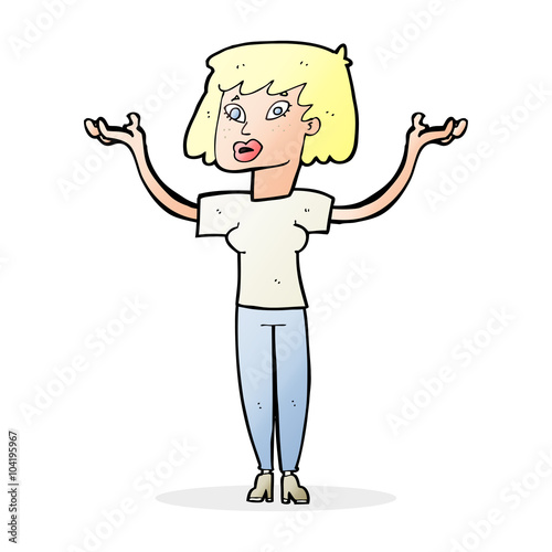 cartoon woman holding up hands
