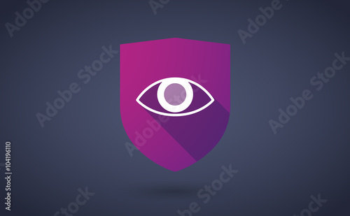 Long shadow shield icon with  an eye