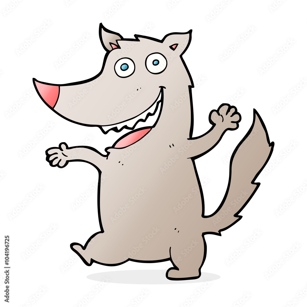 Fototapeta premium cartoon happy wolf