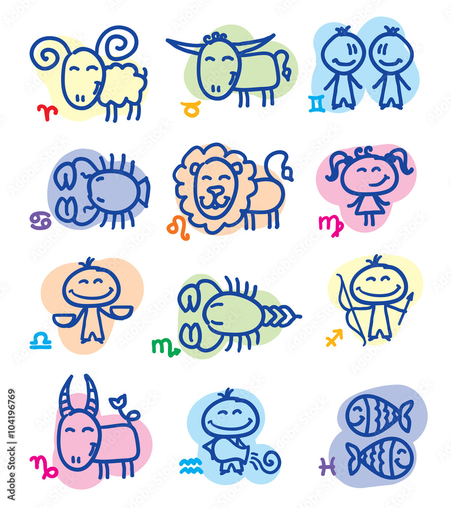hand drawn zodiac signs