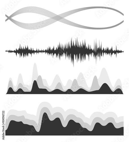 The equalizer  equalizer set   icon set  vector set of waves  vector icons set waves  musical wave  sound waves  audio wave icon set  Audio equalizer technology  pulse musical   pulse musical set.