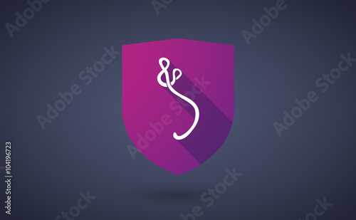 Long shadow shield icon with   an ebola sign