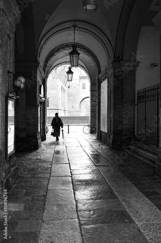 Ferrara  old city. Black and white photo