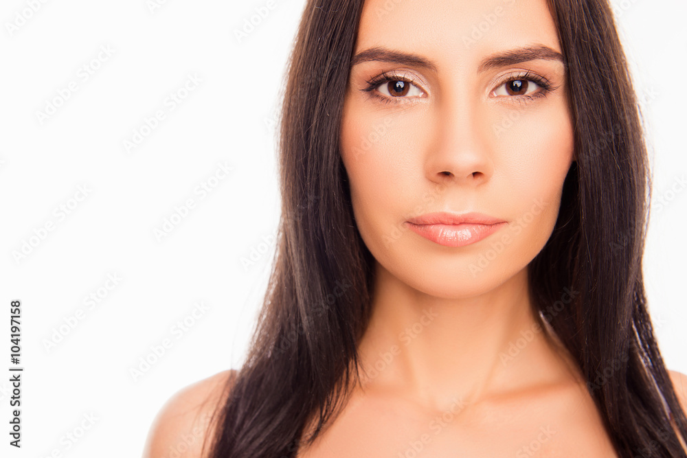 Close up portrait of beautiful calm brunette Close up portrait of beautiful calm brunette