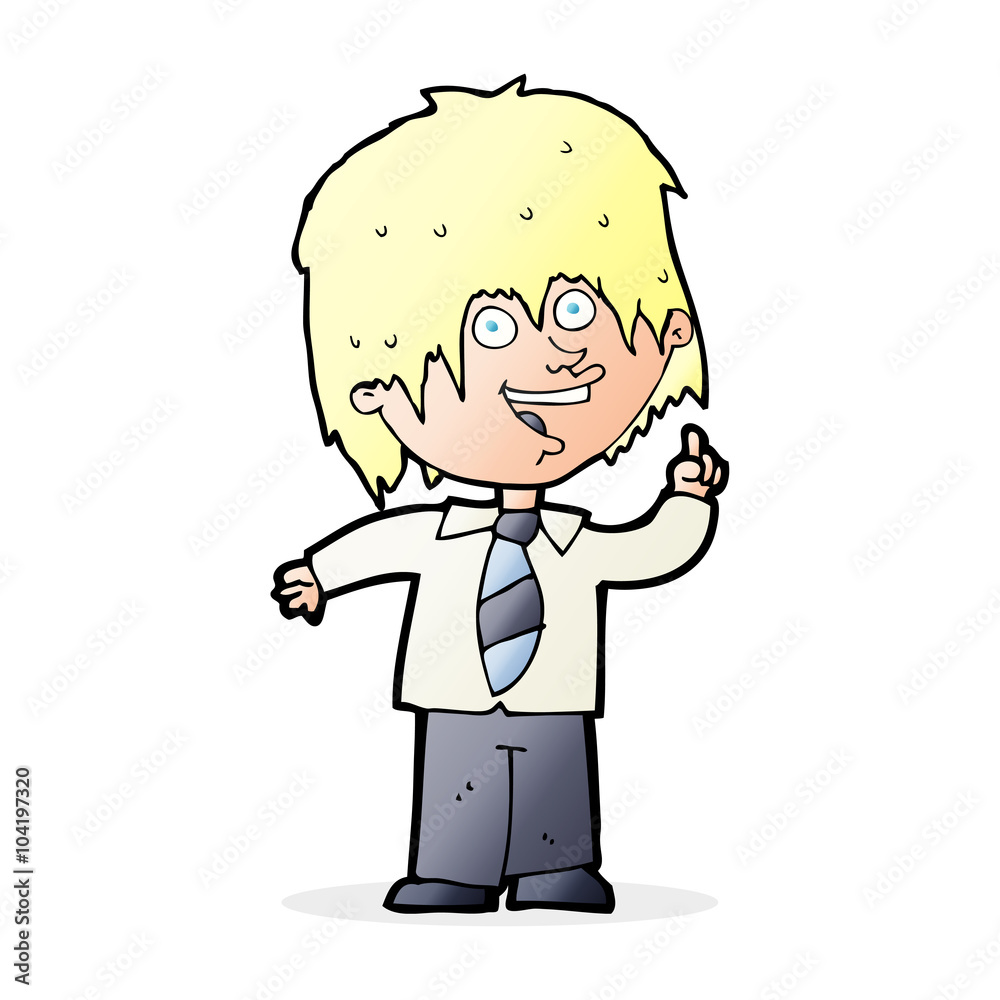 cartoon school boy with idea cartoon school boy with idea