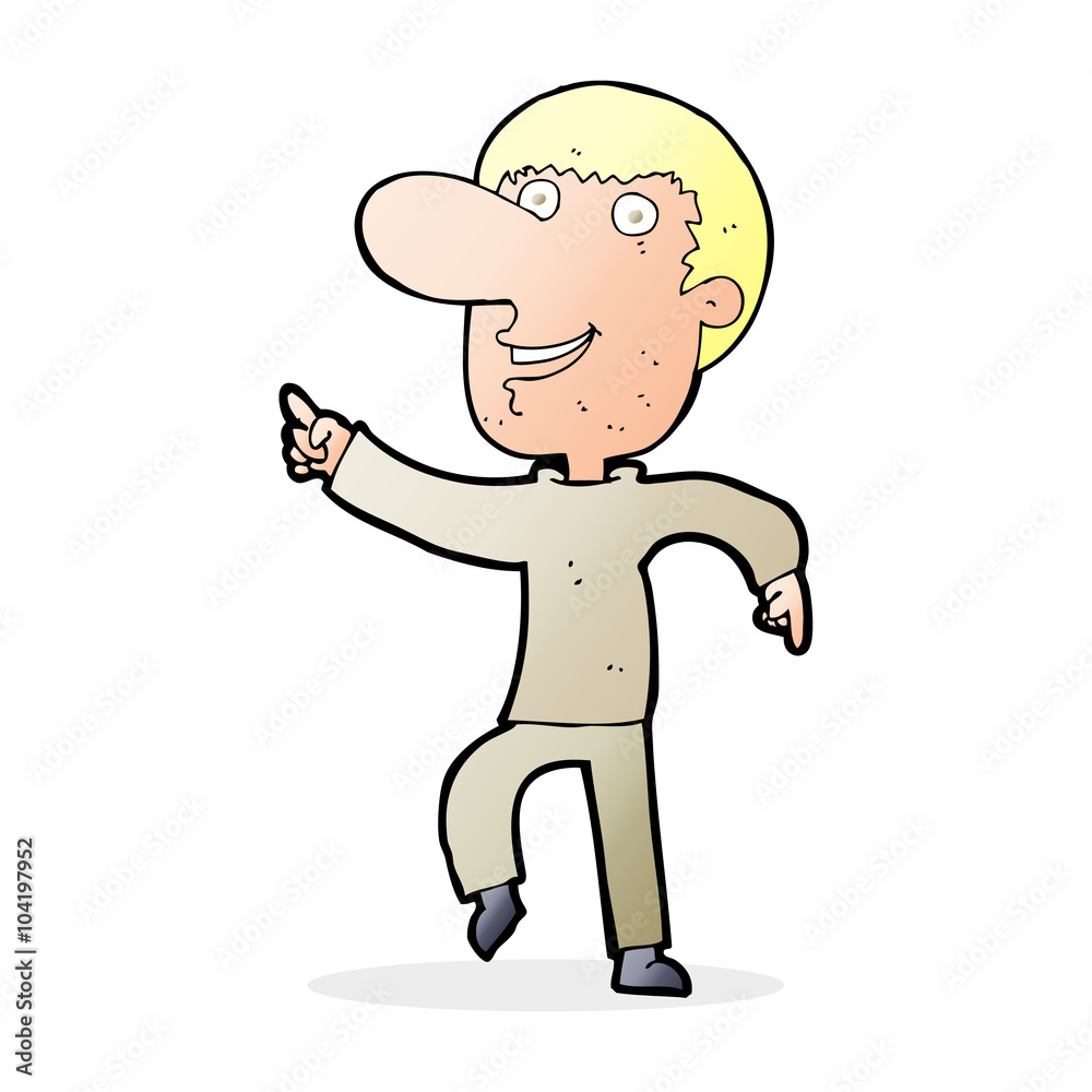 cartoon happy man dancing