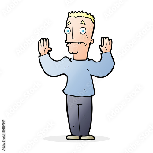 cartoon man surrendering