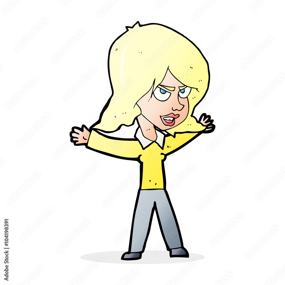 cartoon woman gesturing