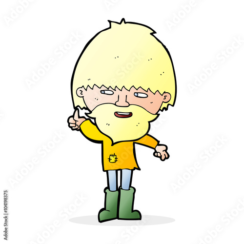 cartoon hippie man in wellington boots