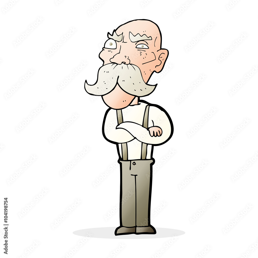 cartoon angry old man