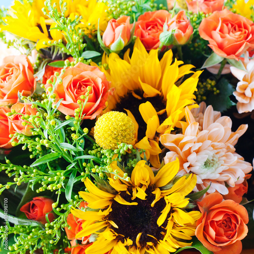 Close up of colorful bouquet of flowers 