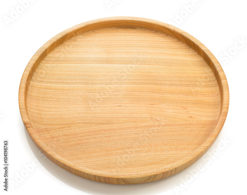 wooden tray isolated on white