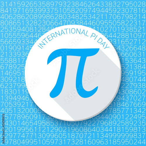 Pi sign with a shadow on a blue background. Mathematical constant, irrational number, greek letter. Abstract digital vector illustration for a Pi Day.