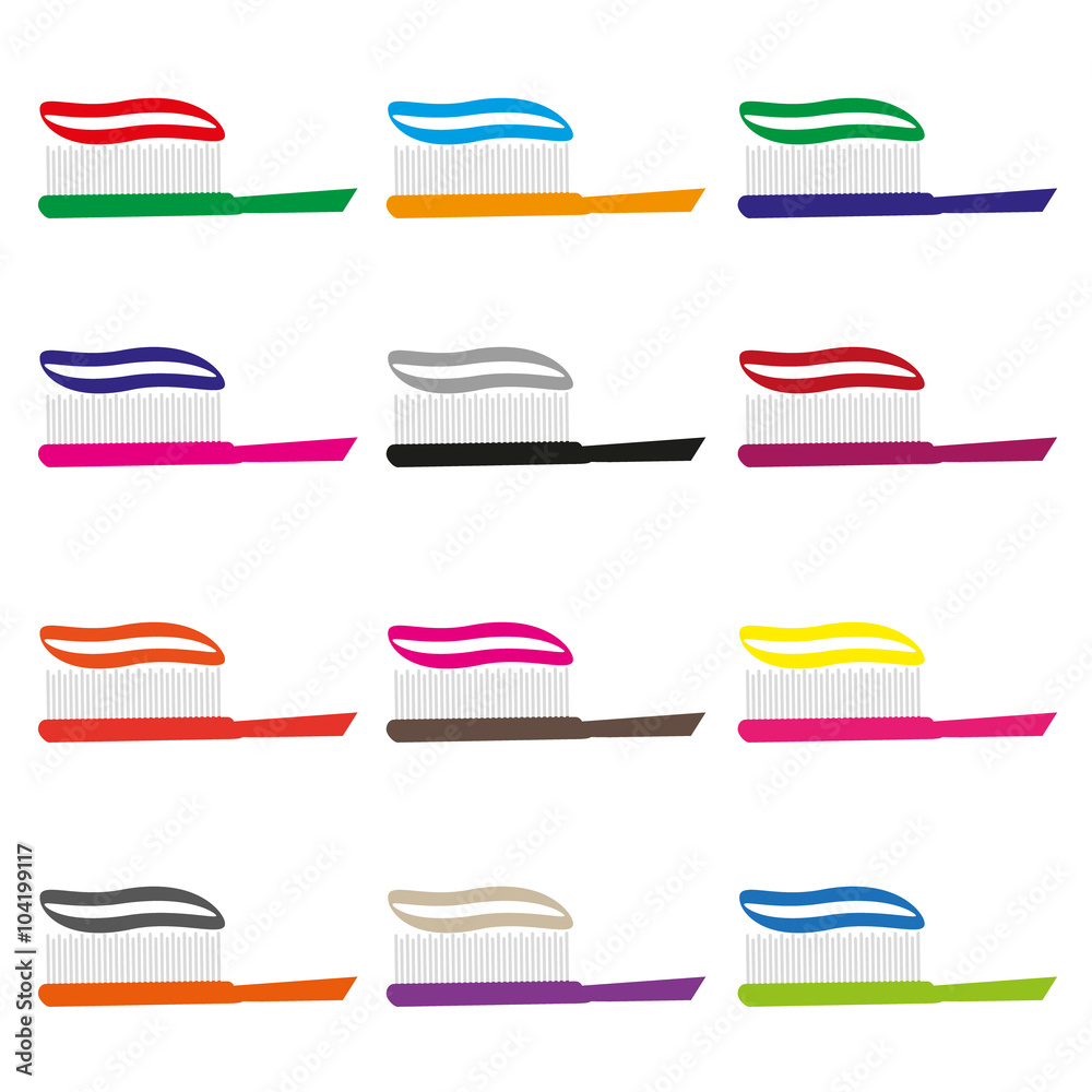 set of color toothbrush simple icons eps10 set of color toothbrush simple icons eps10
