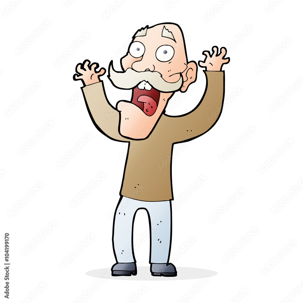 cartoon old man getting a fright Stock Vector | Adobe Stock