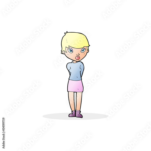 cartoon shy woman