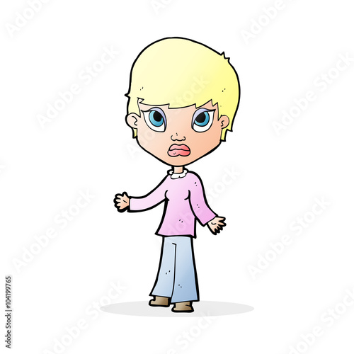 cartoon woman shrugging shoulders