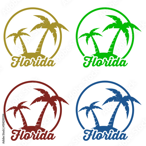 Icono plano Florida en isla en varios colores #1