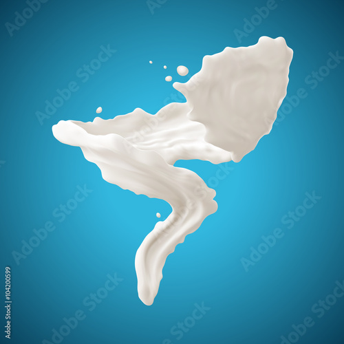 Milk splashes isolated on blue background.  (ID: 104200599)