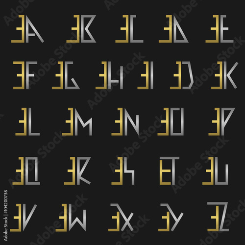 Letter E with alphabet