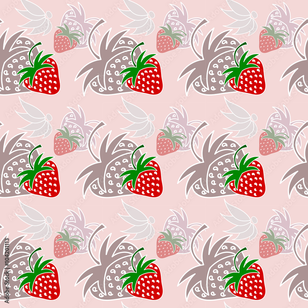 Strawberry seamless pattern with shadow pink Strawberry seamless pattern with shadow pink