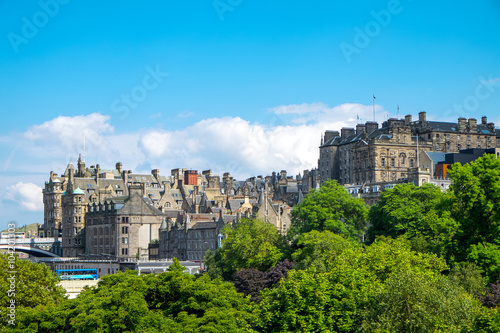 Park and buildings seen in Edinburgh, Scotland