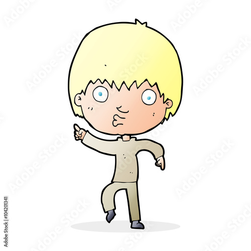 cartoon impressed boy pointing