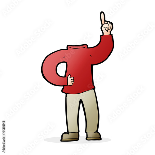 cartoon headless body with raised hand