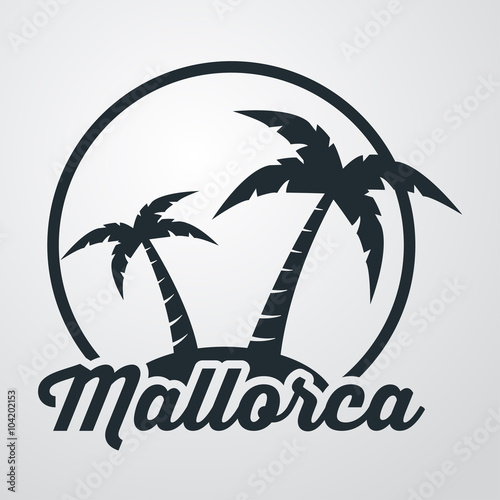 Icono plano Mallorca en isla en fondo degradado