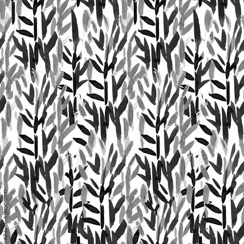 Hand drawn seamless pattern with bamboo sticks